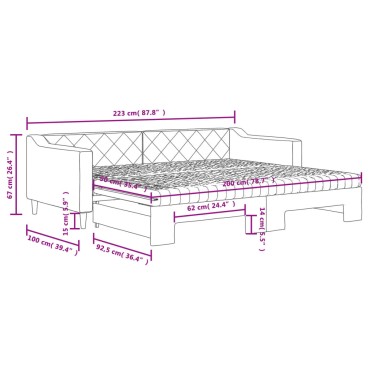 vidaXL Καναπές Κρεβάτι Συρόμενος Σκούρο γκρι 90x200 εκ Ύφασμα Στρώματα