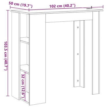 vidaXL Τραπέζι Κονσόλα με Ράφι Καφέ Δρυς 102x50x103,5cm Επεξεργ. Ξύλο 1 τεμ.
