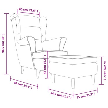 vidaXL Πολυθρόνα Μαύρη από Βελούδο με Σκαμπό 78x90x96,5cm 1 τεμ.