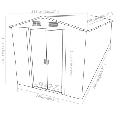 vidaXL Αποθήκη Κήπου Καφέ 257 x 779 x 181 εκ. Γαλβανισμένο Ατσάλι