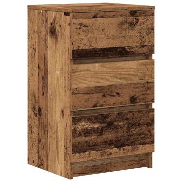 vidaXL Κομοδίνα με 3 συρτάρια 2 τεμ. Παλιό ξύλο 39x35x65cm