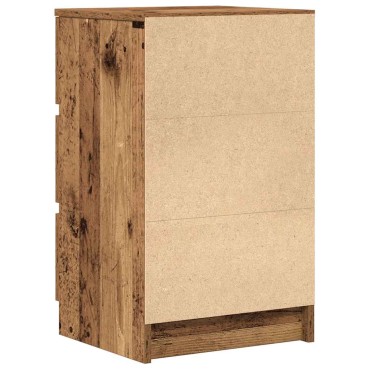 vidaXL Κομοδίνα με 3 συρτάρια 2 τεμ. Παλιό ξύλο 39x35x65cm