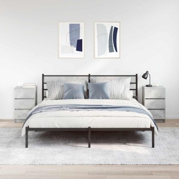 vidaXL Κομοδίνα με 3 συρτάρια 2 τεμ. Μπετόν Γκρι 39x35x65cm