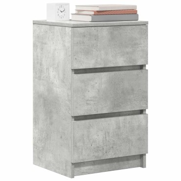 vidaXL Κομοδίνα με 3 συρτάρια 2 τεμ. Μπετόν Γκρι 39x35x65cm