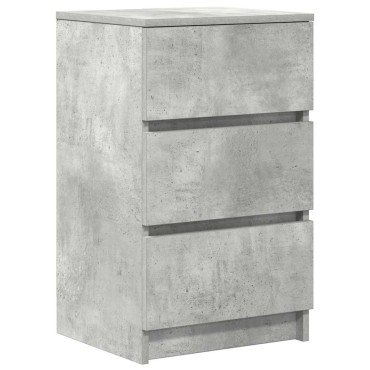 vidaXL Κομοδίνα με 3 συρτάρια 2 τεμ. Μπετόν Γκρι 39x35x65cm