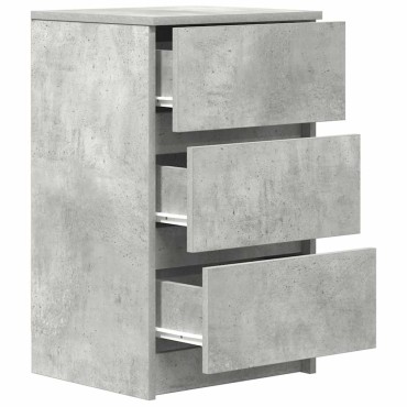 vidaXL Κομοδίνα με 3 συρτάρια 2 τεμ. Μπετόν Γκρι 39x35x65cm