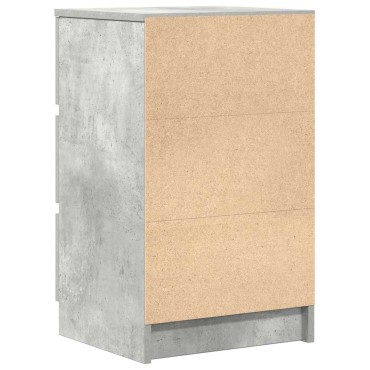 vidaXL Κομοδίνα με 3 συρτάρια 2 τεμ. Μπετόν Γκρι 39x35x65cm