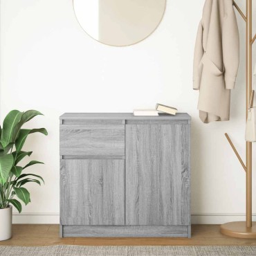 vidaXL Συρταριέρα με Συρτάρια Γκρι Sonoma 71x35x65cm από Επεξ. Ξύλο 1 τεμ.