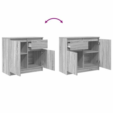 vidaXL Συρταριέρα με Συρτάρια Γκρι Sonoma 71x35x65cm από Επεξ. Ξύλο 1 τεμ.