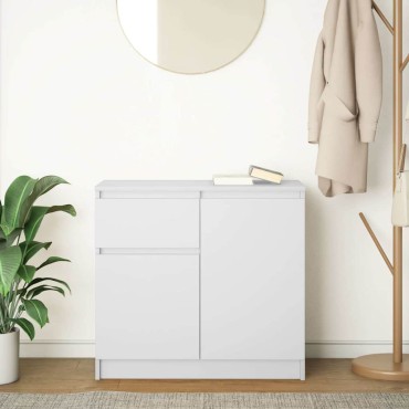 vidaXL Συρταριέρα με Συρτάρια Λευκή 71x35x65cm από Επεξ. Ξύλο 1 τεμ.