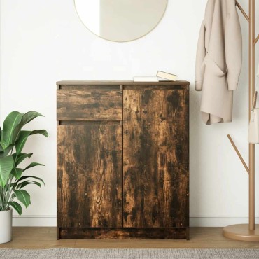 vidaXL Συρταριέρα με Συρτάρια Καπνιστή Δρυς 71x35x84cm Επεξ. Ξύλο 1 τεμ.
