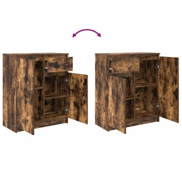 vidaXL Συρταριέρα με Συρτάρια Καπνιστή Δρυς 71x35x84cm Επεξ. Ξύλο 1 τεμ.