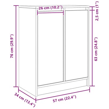 vidaXL Sideboard Μαύρη βελανιδιά 57x34x76cm Κατασκευασμένο ξύλο 1 τεμ.