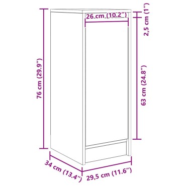 vidaXL Sideboard Μαύρη βελανιδιά 29,5x34x76cm Κατασκευασμένο ξύλο 1 τεμ.