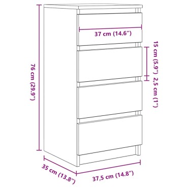 vidaXL Μπουφές Αρτισιανή Δρυς 37,5x35x76cm από Επεξεργασμένο Ξύλο 1 τεμ.