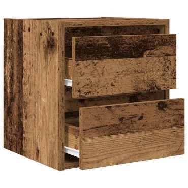 vidaXL Κομοδίνο Επιτοίχιο Όψη Παλαιού Ξύλου 38x34x40cm 1 τεμ.