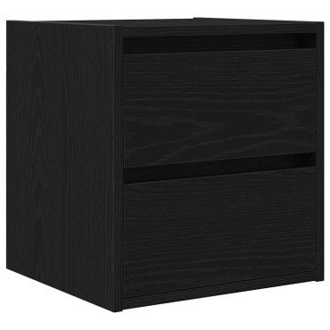 vidaXL Κομοδίνο Επιτοίχιο Μαύρη βελανιδιά 38x34x40cm 1 τεμ.