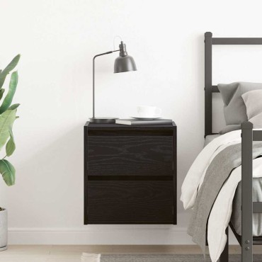 vidaXL Κομοδίνο Επιτοίχιο Μαύρη βελανιδιά 38x34x40cm 1 τεμ.