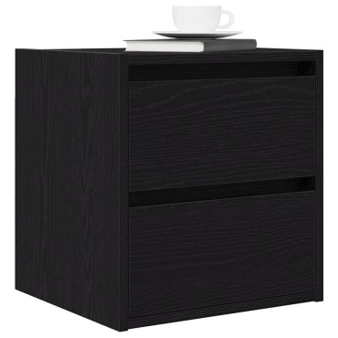 vidaXL Κομοδίνο Επιτοίχιο Μαύρη βελανιδιά 38x34x40cm 1 τεμ.