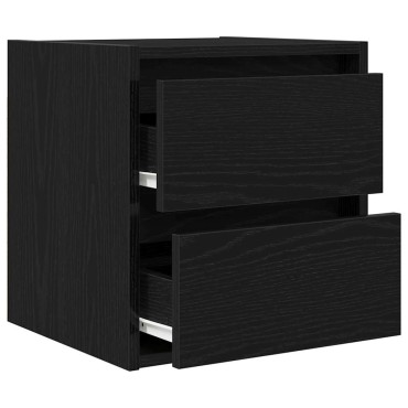 vidaXL Κομοδίνο Επιτοίχιο Μαύρη βελανιδιά 38x34x40cm 1 τεμ.