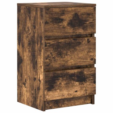 vidaXL Κομοδίνο με 3 συρτάρια Καπνιστή δρυς 39x35x65cm 1 τεμ.