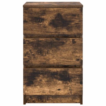 vidaXL Κομοδίνο με 3 συρτάρια Καπνιστή δρυς 39x35x65cm 1 τεμ.