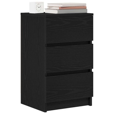 vidaXL Κομοδίνο με 3 συρτάρια Μαύρο 39x35x65cm 1 τεμ.