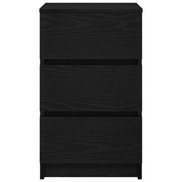 vidaXL Κομοδίνο με 3 συρτάρια Μαύρο 39x35x65cm 1 τεμ.