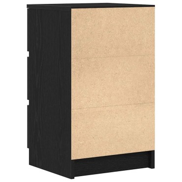 vidaXL Κομοδίνο με 3 συρτάρια Μαύρο 39x35x65cm 1 τεμ.