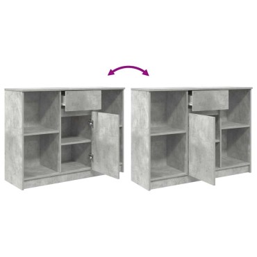 vidaXL Συρταριέρα με Συρτάρια Γκρι Σκυρ. 101x35x76cm από Επεξ. Ξύλο 1 τεμ.