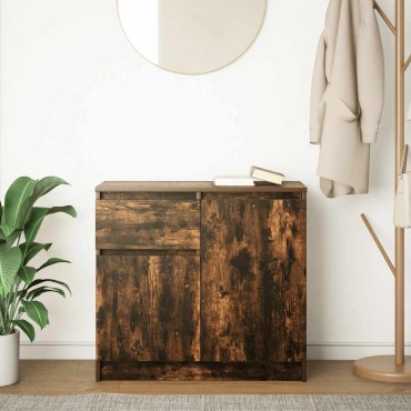 vidaXL Συρταριέρα με Συρτάρια Καπνιστή Δρυς 71x35x65cm Επεξ. Ξύλο 1 τεμ.