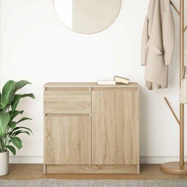 vidaXL Συρταριέρα με Συρτάρια Sonoma Δρυς 71x35x65cm από Επεξ. Ξύλο 1 τεμ.