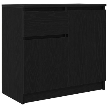 vidaXL Συρταριέρα με Συρτάρια Μαύρη βελανιδιά 71x35x65cm Επεξ. Ξύλο 1 τεμ.
