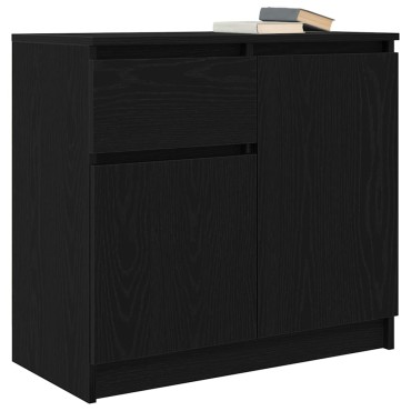 vidaXL Συρταριέρα με Συρτάρια Μαύρη βελανιδιά 71x35x65cm Επεξ. Ξύλο 1 τεμ.