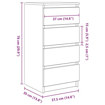 vidaXL Ντουλάπι Όψη Παλαιού Ξύλου 37,5x35x76cm από Επεξεργασμένο Ξύλο 1 τεμ.