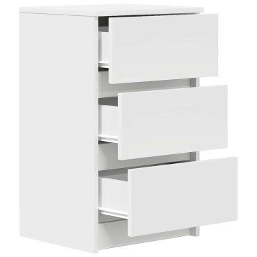 vidaXL Κομοδίνο με 3 συρτάρια Λευκό 39x35x65cm 1 τεμ.