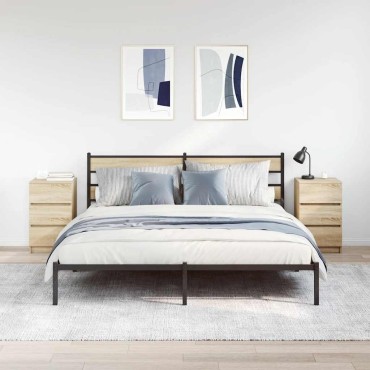 vidaXL Κομοδίνα με 3 συρτάρια 2 τεμ. Sonoma Δρυς 39x35x65cm