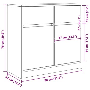 vidaXL Συρταριέρα με Συρτάρια Τεχνίτης Δρυς 80x34x76cm Επεξ. Ξύλο 1 τεμ.
