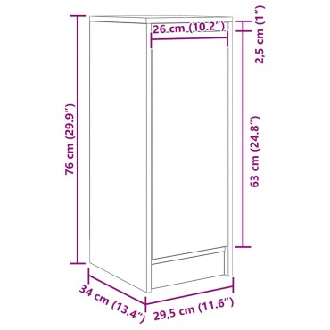vidaXL Ντουλάπι Καφέ Δρυς 29,5x34x76cm Επεξεργασμένο Ξύλο 1 τεμ.