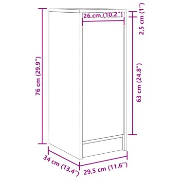 vidaXL Ντουλάπι Λευκή 29,5x34x76cm από Επεξεργασμένο Ξύλο 1 τεμ.