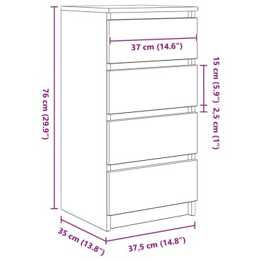 vidaXL Ντουλάπι Γκρι Sonoma 37,5x35x76cm Ξύλινο μηχανουργικό ξύλο 1 τεμ.