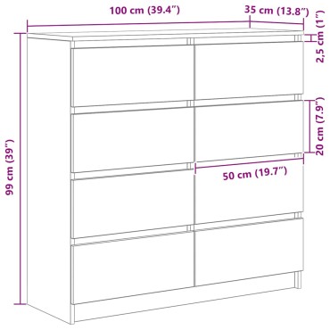 vidaXL Ντουλάπι Καφέ Δρυς 100x35x99cm από Επεξεργασμένο Ξύλο 1 τεμ.