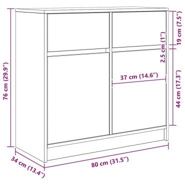 vidaXL Συρταριέρα με Συρτάρια Λευκή 80x34x76cm από Επεξ. Ξύλο 1 τεμ.