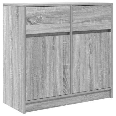 vidaXL Συρταριέρα με Συρτάρια Γκρι Sonoma 80x34x76cm από Επεξ. Ξύλο 1 τεμ.