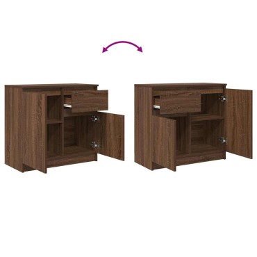 vidaXL Συρταριέρα με Συρτάρια καφέ δρυς 71x35x65cm Επεξ. Ξύλο 1 τεμ.