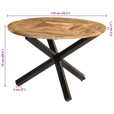 vidaXL Τραπεζαρία 110x75cm από Μασίφ Ακατέργαστο Ξύλο Μάνγκο 1 τεμ.