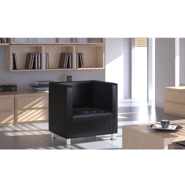 vidaXL Πολυθρόνα Cube Μαύρη από Συνθετικό Δέρμα 71x54x69cm 1 τεμ.