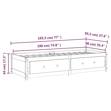 vidaXL Καναπές Κρεβάτι 90 x 190 εκ. από Μασίφ Ξύλο Πεύκου Single
