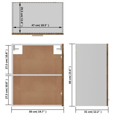 vidaXL Ντουλάπι Κρεμαστό Lyon Καπνιστή Δρυς 50x31x60cm 1 τεμ.