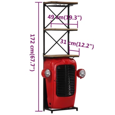 vidaXL Κάβα Κρασιών με Όψη Τρακτέρ 49x31x172cm από Μασίφ Ξύλο Μάνγκο 1 τεμ.